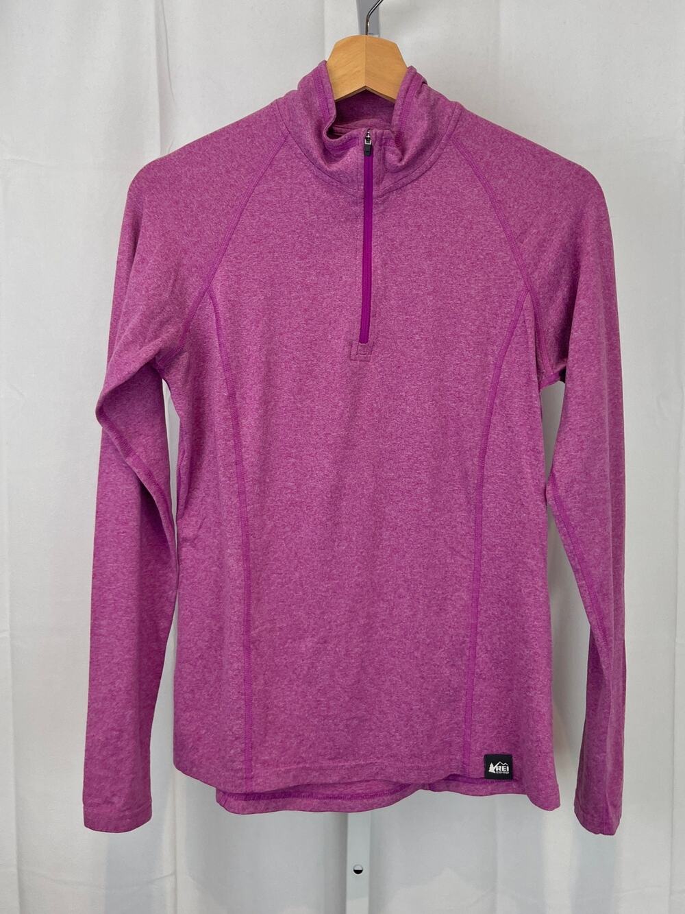 REI Co-Op Womens 1/4 Zip Tech Shirt Pullover Travel Hike Camp Pink Purple Size S